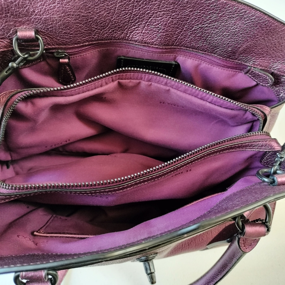 Coach Purple Leather Satchel - Picture 13 of 16
